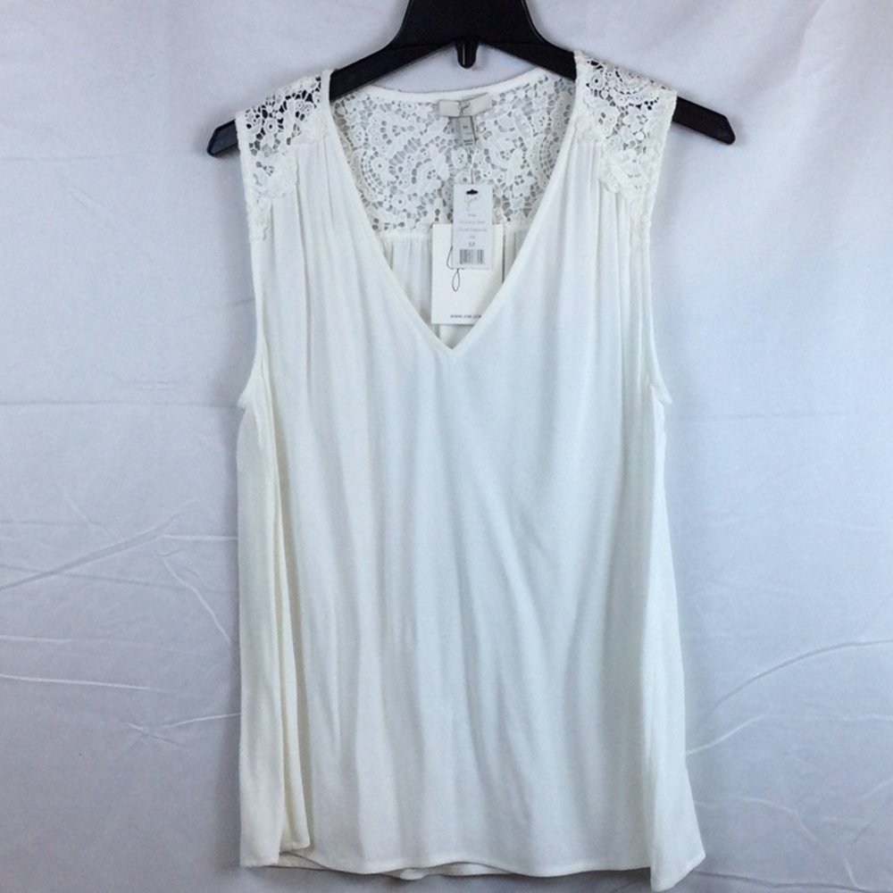 NWT Joie Sleeveless White Eyelet V-Neck Top Size Medium